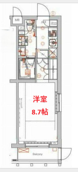【間取り】 | メイクスデザイン池上アジールコート | 洋室8.7帖です