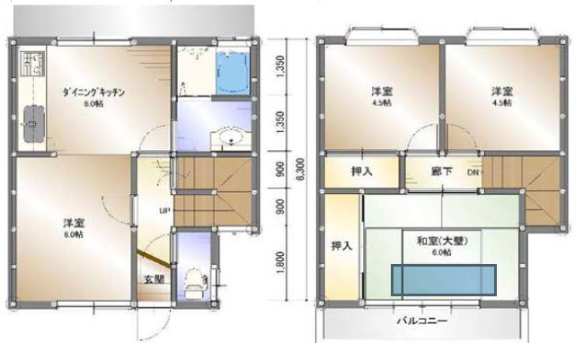 生駒市北新町4DK戸建の間取り