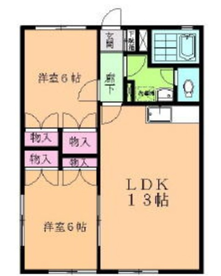 【間取り】 | セレッソ中田 | 広々とした2LDK！