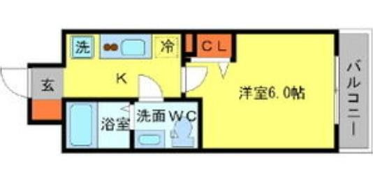 大阪市中央区東高麗橋の賃貸マンションの間取り