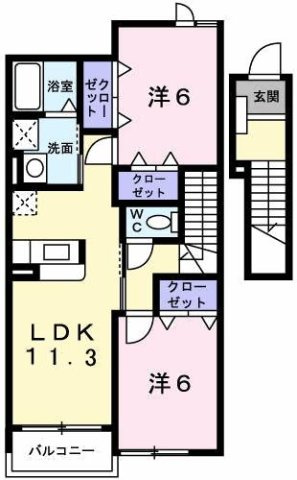 【間取り】 | プリムローズＴ・Ｋ　Ｂ