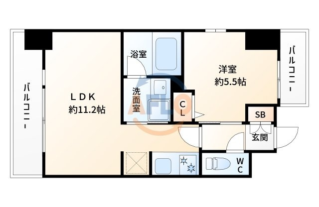 エスレジデンス江坂Eminenceの間取り|S-RESIDENCE江坂Eminence　間取り