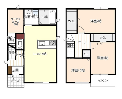 名古屋市中村区沖田町の一戸建ての間取り
