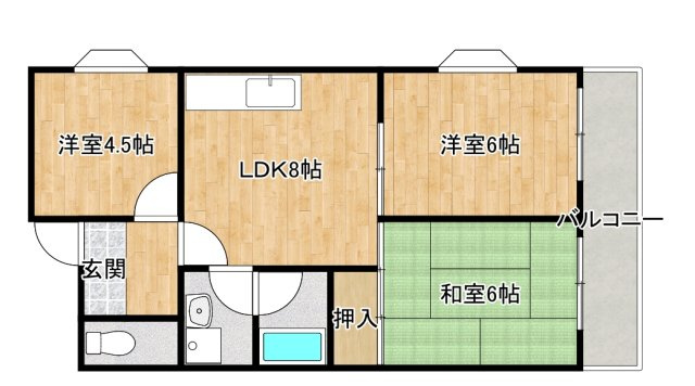 池田市畑４丁目の賃貸マンションの間取り