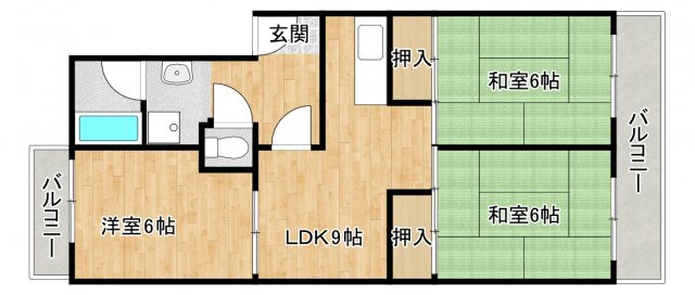 箕面市粟生間谷東１丁目の賃貸マンションの間取り