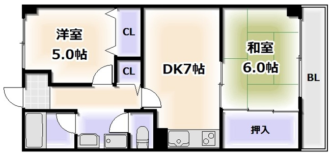 【間取り】 | 開成サンハイツ玉出
