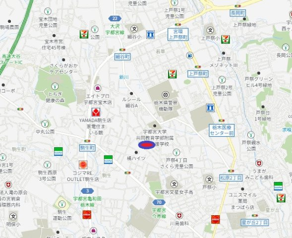 宇都宮市一ノ沢町　戸建の地図