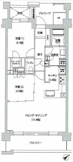 【間取り】 | 文京グリーンコートテラス | 63.06㎡/2LDK【文京グリーンコートテラス】