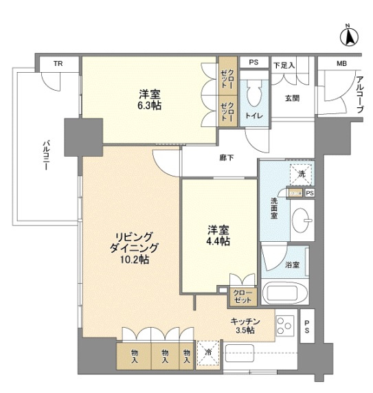 ブランズ北堀江プレイスの間取り|現状有姿