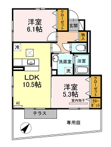 パール有安　Ｆ棟の間取り