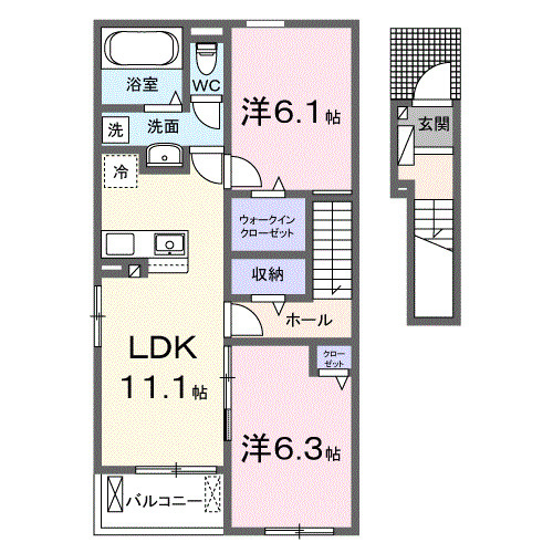 【間取り】 | ケーズコート中迫３