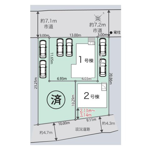 龍ケ崎市姫宮町1期　新築戸建　2号棟の区画図