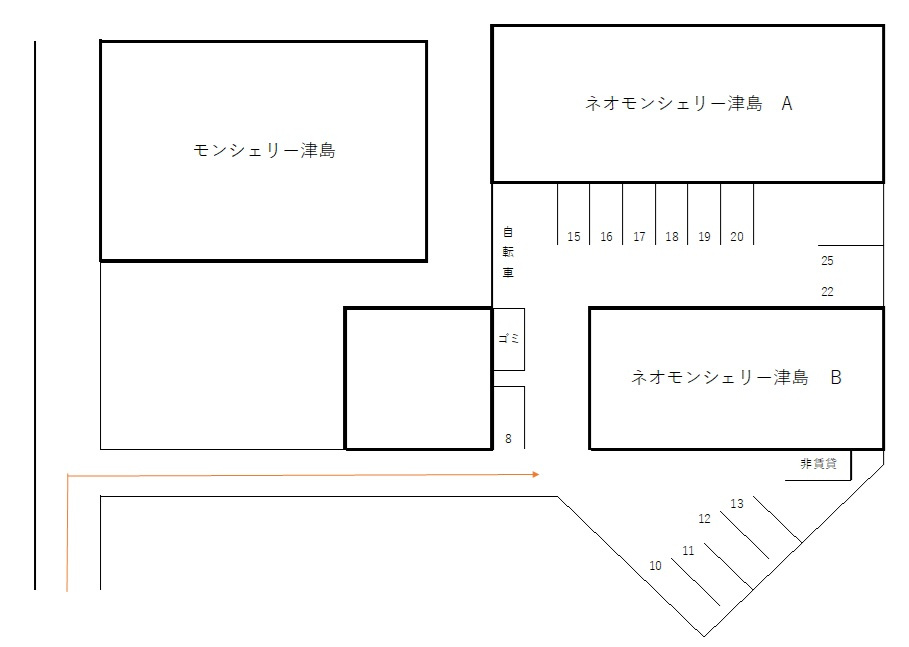 ネオモンシェリー津島Aの区画図