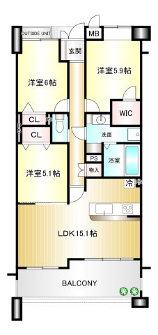 ヴェルビュ大和八木の間取り|3ＬＤＫ　専有面積：73.14ｍ2