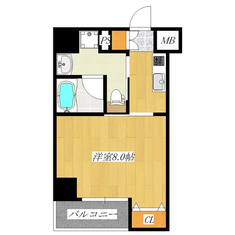 グラントゥルース王子の間取り|8帖の居室！行き届いた設備が嬉しいお部屋！