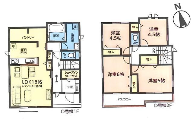 春日部市粕壁東4丁目　全4棟　D号棟の間取り|南道路で日当たり良好！4LDKの間取りです！