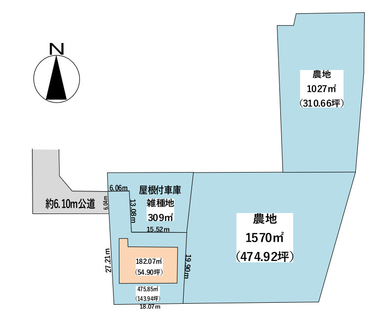 古河市茶屋新田の区画図|約785坪の農地は太陽光パネル用地・福祉施設に！