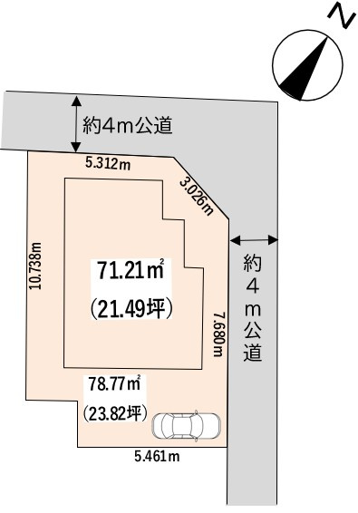 杉戸町大字木野川の区画図|角地で開放的！