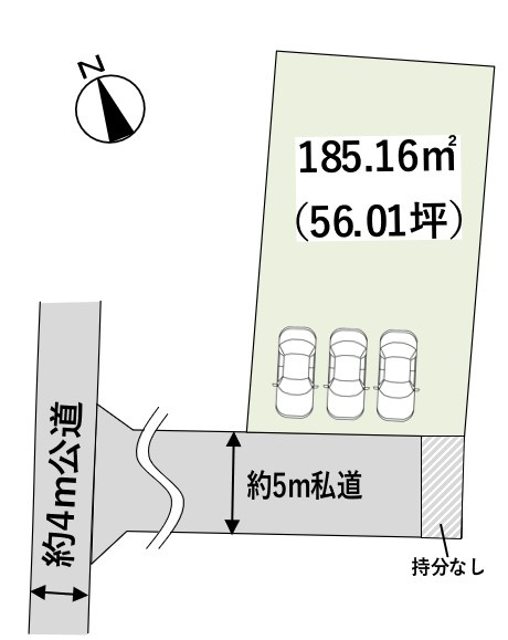羽生市西一丁目の区画図|南道路！カースペース並列3台可能！