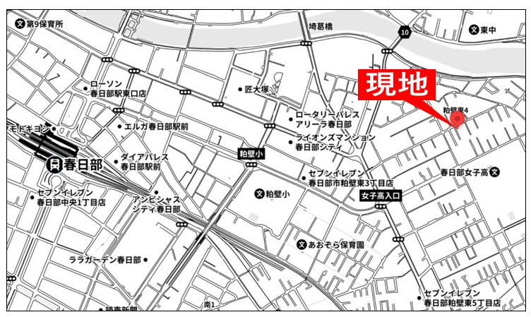 春日部市粕壁東４丁目の地図