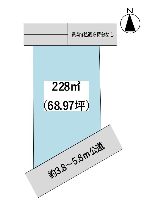 久喜市栗橋東3丁目の土地図|南道路で陽当たり良好！