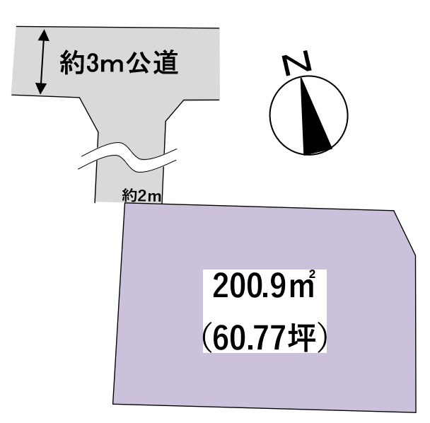 久喜市栗橋東1丁目の区画図|前面道路は約3～3.5ｍ公道！間口は約2ｍ！