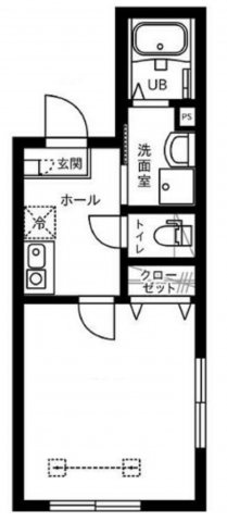 ランロウド池上の間取り|間取り　北東角部屋2面採光の1K洋室7.1帖バストイレ別独立洗面台！