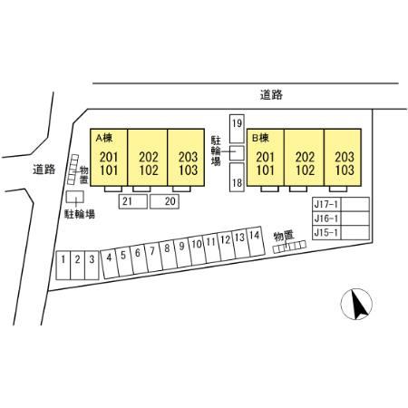 ピーチハイツ Ａの区画図