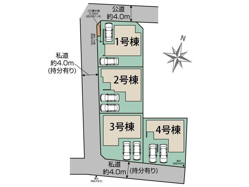 川越市郭町2丁目　全4棟　新築戸建の区画図