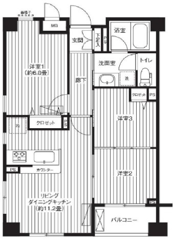 プリムヴェール西尾久　メゾンAの間取り|間取りです。