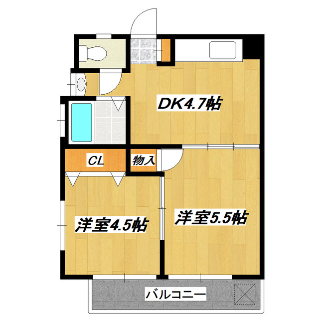 北口ビレッジの間取り|オールフローリング・角部屋です！
