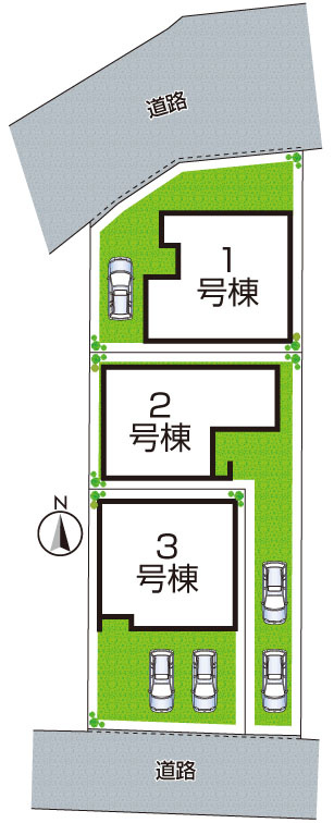 ◆八尾市神宮寺　新築一戸建ての区画図|全3区画