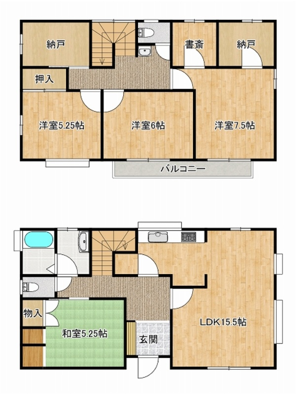 下妻市下妻丙-4 リフォーム物件　の間取り|〇4LDK〇
書斎、納戸付き！
内装リフォーム済みです♪