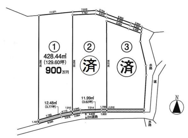 坂戸市長岡　売地の区画図