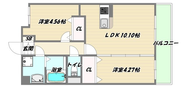 大阪市淀川区西中島２丁目の賃貸マンションの間取り