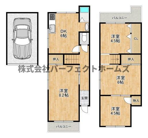 点野1丁目戸建　賃貸の間取り
