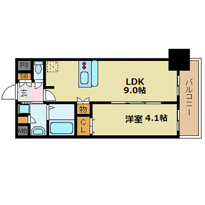プレサンス大手前ピリオドの間取り