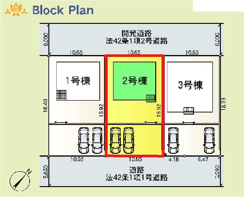 新築　高崎市箕郷町上芝第９　クレイドルガーデン　2号棟の区画図|2号棟　区画図　南東側接道幅員約5.5ｍ 

