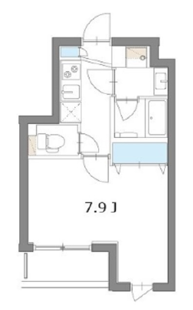 アリシアコート多摩川の間取り|東向きバルコニーの1K洋室7.9帖意外と使いやすい間取り！
