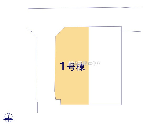 練馬区上石神井1丁目 全2棟 1号棟の区画図|土地面積116.28㎡（35.17坪）
北側約4.0ｍ公道×西側約4.0ｍ道路に面する開放感ある角地