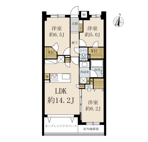 アイランドテラス金町の間取り|3LDK＋2WICプラン。開放的なオープンエリアが、家族の暮らしにゆとりを添えます。