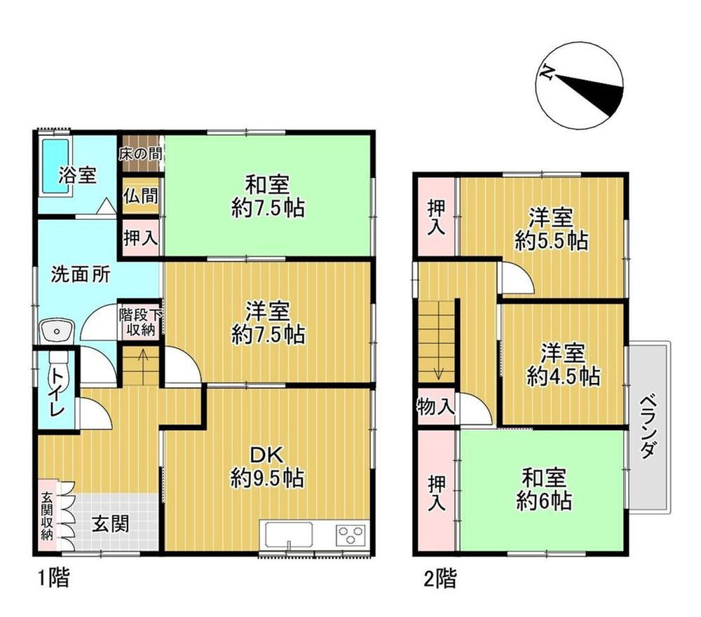 近江八幡市篠原町１丁目　中古戸建の間取り