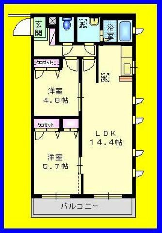 ルミエールの間取り|【間取り】　角部屋２面採光