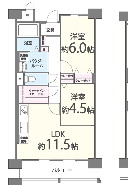 ネクスト吉塚の間取り|使いやすい間取りです。