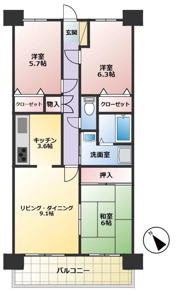 チサンマンション幸手の間取り|全居室収納完備！家中すっきり保てる快適な間取り♪
