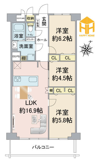 吹田コープの間取り|※図面と現況に相違がある場合は、現況を優先します。