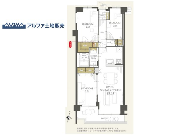 サンヴェール久米川の間取り|【3LDK＋WIC】
◆間取り◆専有面積68.50平米の3LDK＋WIC。約15.1帖のLDKと3つの洋室を備え、家族それぞれの空間を確保しやすい間取りです。