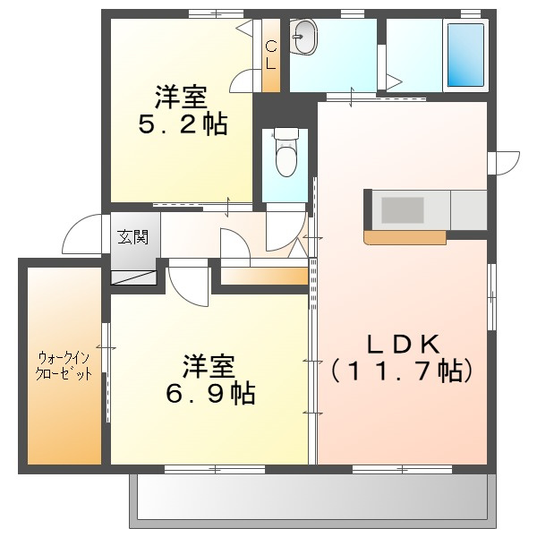 グレースメゾン湊　Ｈの間取り
