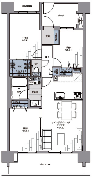 クレッセント東京リプライムの間取り