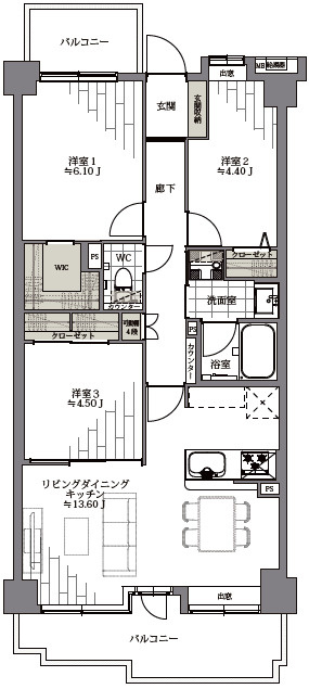 朝日クレス・パリオ門前仲町東館の間取り